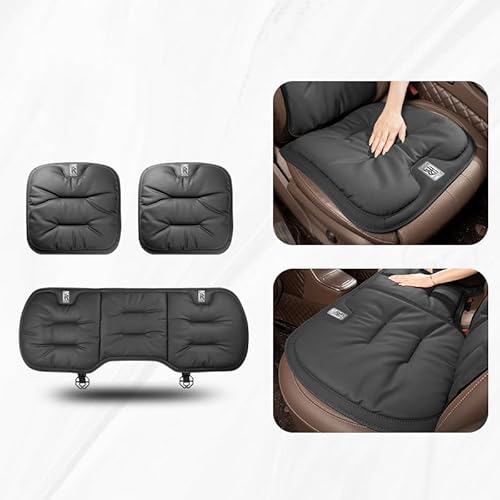 ZXNMCB Sitzpolster für Rolls-Royce Wraith(Please specify The Year), Ergonomischer Mehrzweck-Kissen Sitz, Druckentlastung für Rücken, Hüften, Ischias Autositzpolster,D Black- Three-Piece Set von ZXNMCB