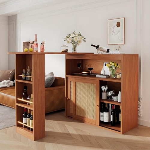 Moderner ausziehbarer Bartisch,mit 2 Rattan Türen Stauraum,Ausziehbarer Esstisch mit Stauraum,Stehtisch Bistrotisch, drehbar, für Esszimmer,138-193X39X104CM Moderner ausziehbarer Bartisch,mit 2 Rattan Türen Stauraum,Ausziehbarer Esstisch mit Stauraum,Stehtisch Bistrotisch, drehbar, für Esszimmer,138-193X39X104CM von ZXSYYDS