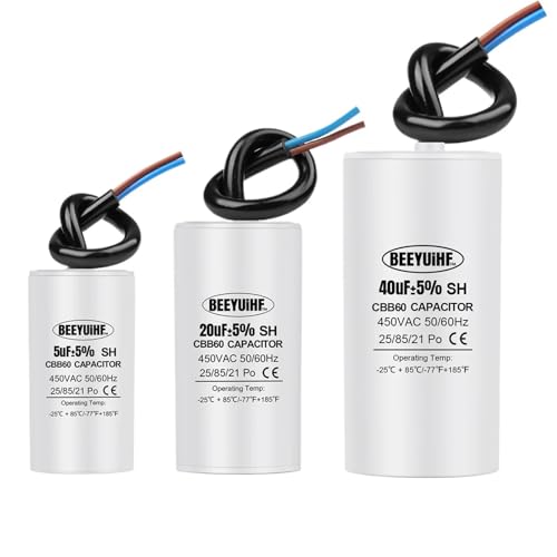 ZXTIIEUF 1 Stück CBB60 Anlaufkondensator 3µF~80µF Motorkondensator 50/60Hz 450VAC mit Kabel for Elektromotor/Waschmaschine(8uF 34x65mm) von ZXTIIEUF