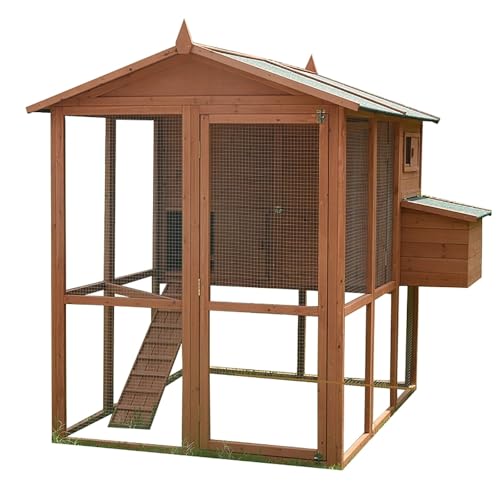 Hühnergehege für 4–5 Hühner, Voliere Hühner mit Nistkästen, Hühnerstall aus Holz mit Schiebetablett, Geflügelkäfig für den Hinterhof Hühnergehege für 4–5 Hühner, Voliere Hühner mit Nistkästen, Hühnerstall aus Holz mit Schiebetablett, Geflügelkäfig für den Hinterhof von ZXTRYBHD