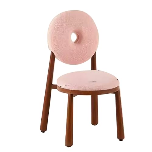 ZXTRYBHD Donuts-Stuhl, Moderner Sherpa-Esszimmerstuhl – Küchenstühle, Eisenrahmen und Plüschig Stuhl Schminktisch für Gemütliche Wohnräume (Color : Pink, Size : Brown Legs) von ZXTRYBHD