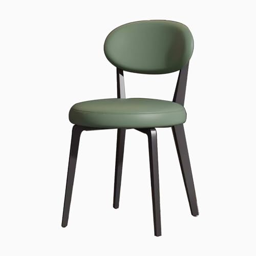 ZXTRYBHD Esszimmerstühle, Polsterstuhl aus Pu-Leder mit Metallbeinen, Moderne Schminkstuhl mit Rückenlehne, Küchenstühle für das Wohnzimmer in der Küche (Color : Green, Size : Black Legs) von ZXTRYBHD