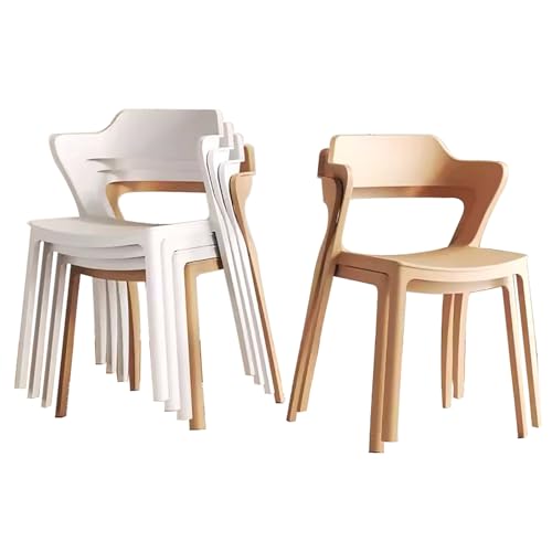 ZXTRYBHD Esszimmerstuhl-Set, Moderne Küchenstühle, Keine Montage, Stuhl Schminktisch für Küche, Terrasse, Außenbereich, 4er-/6er-Set (Size : White*3+Brown*3) von ZXTRYBHD