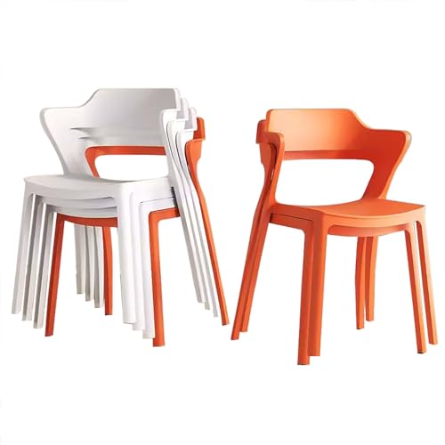 ZXTRYBHD Esszimmerstuhl-Set, Moderne Küchenstühle, Keine Montage, Stuhl Schminktisch für Küche, Terrasse, Außenbereich, 4er-/6er-Set (Size : White*3+orange*3) von ZXTRYBHD