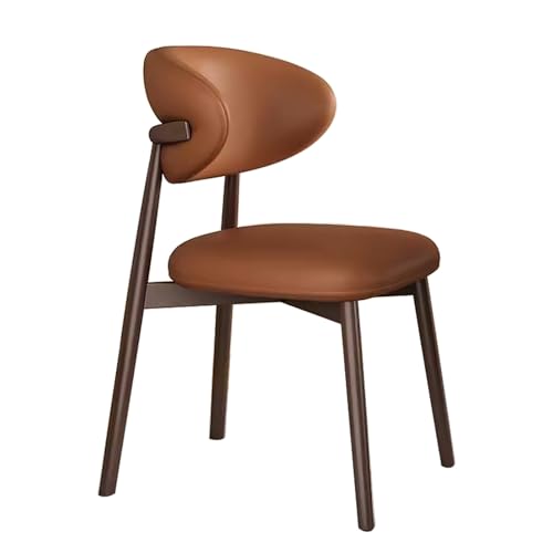 ZXTRYBHD Gepolsterte Esszimmerstühle aus Massivholz, Mid-Century Modern Küchenstühle, Retro-Kunstleder-Polsterstuhl, Akzentstuhl für Esszimmer, Küche (Color : Brown Legs+Dark Brown pad) von ZXTRYBHD