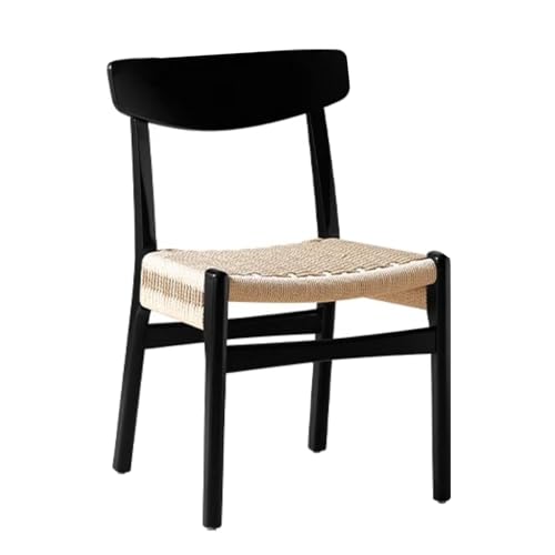 ZXTRYBHD Gewebte Esszimmerstühle, Moderne Rattan-Stühle Esszimmer, Küchenstühle mit Metallbeinen, Armlose Schminkstuhl für das Home-Bar-Restaurant (Color : Black) von ZXTRYBHD