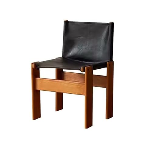 ZXTRYBHD Moderne Esszimmerstühle, Esszimmer Stühle aus PU-Leder aus der Mitte des Jahrhunderts, Armloser Küchenstuhl aus Holz, für Wohn-/Küchenzimmer, Schlafzimmer (Color : Brown+Black Legs) von ZXTRYBHD