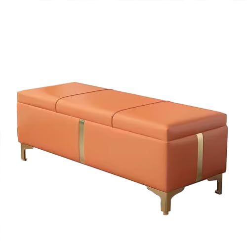 ZXTRYBHD PU Sitzbank Flur, Gepolsterte Moderne Bettbank, Luxuriöse Bank mit Stauraum mit Klappdeckel und Stauraum, für Wohnzimmer und Schlafzimmer (Color : Orange, Size : 39.3in/100cm) von ZXTRYBHD