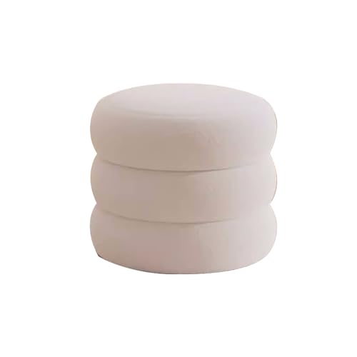 ZXTRYBHD Runder Sherpa-Stuhl Schminktisch, Schminktisch Hocker, Vanity Chair aus Massivem Holz, Osmanischer Sitz, für das Wohnzimmer (Color : White, Size : 30cm/11.8in) von ZXTRYBHD