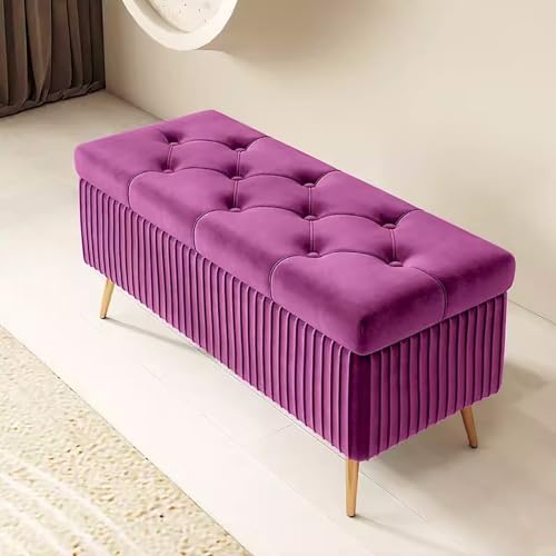 ZXTRYBHD Sitzbank mit Stauraum, Aufbewahrungsbank am Ende der Bett, Sitzbank Flur für Schlafzimmer, Wohnzimmer, Fußende des Bettes, Eingangsbereich (Color : Purple, Size : 31.4in/80cm) von ZXTRYBHD