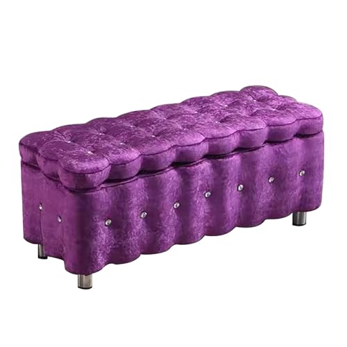 ZXTRYBHD Sitzbank mit Stauraum für das Wohnzimmer, Gepolsterte Polsterbank mit Klappdeckel, Aufbewahrungsbank für das Wohnzimmer im Schlafzimmer (Color : Dark Purple, Size : 31.4in/80cm) von ZXTRYBHD