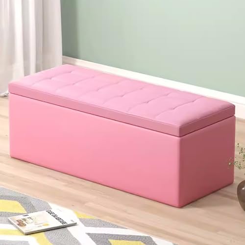 ZXTRYBHD Sitztruhe mit Stauraum für Schlafzimmer, Sitzbank Flur, Storage Bench am Bettende, Flip-Top-Design, Hochrückfedernder Schwamm, rutschfeste Gummifüße (Color : Pink, Size : 31.4in/80cm) von ZXTRYBHD