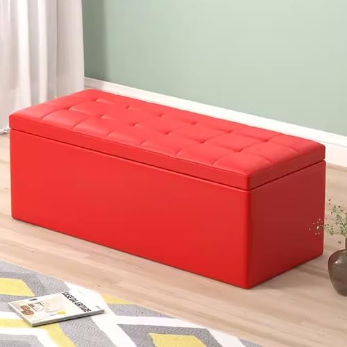 ZXTRYBHD Sitztruhe mit Stauraum für Schlafzimmer, Sitzbank Flur, Storage Bench am Bettende, Flip-Top-Design, Hochrückfedernder Schwamm, rutschfeste Gummifüße (Color : Red, Size : 23.6in/60cm) von ZXTRYBHD