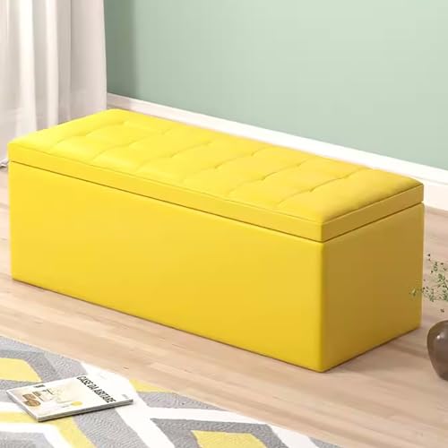 ZXTRYBHD Sitztruhe mit Stauraum für Schlafzimmer, Sitzbank Flur, Storage Bench am Bettende, Flip-Top-Design, Hochrückfedernder Schwamm, rutschfeste Gummifüße (Color : Yellow, Size : 43.3in/110cm) von ZXTRYBHD
