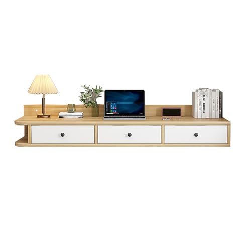 ZXTRYBHD Wandtisch, Schwebender Schreibtisch für die Wand, Esstisch mit Schublade, für Kleine Räume an der Wand im Schlafzimmer(Color:Yellow,Size:55.1in/140cm) von ZXTRYBHD