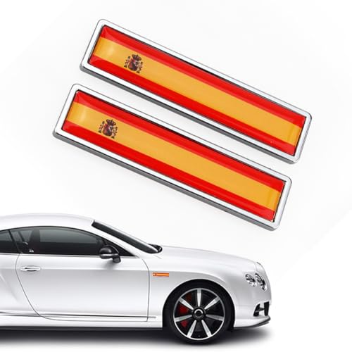 ZXUPOI 1 Paar Spanische Flagge Metall Aufkleber, ES Trikolore Flagge Emblem Aufkleber für GM Autos, Motorräder, Schutzbleche, Kofferraum-Seiten(Spanien) von ZXUPOI