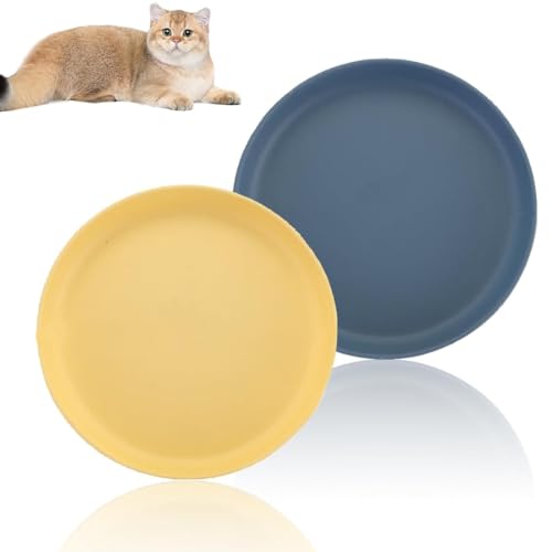 ZXUPOI 2 Katzenfutterschalen Flache Katzen-Nassfutterschalen Schnurrhaar-Ermüdungsfreie Katzenfutterschalen Katzenschalen für Futter und Wasser Breiter Katzenteller für Kätzchen und kurzbeinige Katzen von ZXUPOI