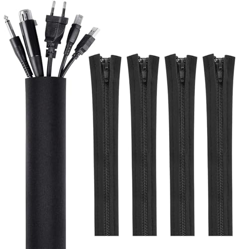 ZXUPOI Kabelkanal Schreibtisch Flexibel Management kabelmanagement mit Reißverschluss Kabelschlauch Kabel Cable Organizer Management für PC Kabelschutz von ZXUPOI