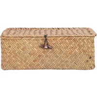 Eosnow Natürlicher Seegrasspeicherkorb gewebt rechteckige Regalbehälter mit Deckel Desktop Organizerl von ZY