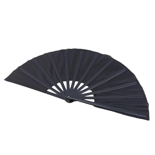 FäCher Großer Kunststoffknochen Martial Arts Performance Eleganter Handfaltbarer Bühnenventilator Opernzauberrequisiten Sommer Coole Fans FüR Geburtstagsgeschenke(Black) von ZYAGH