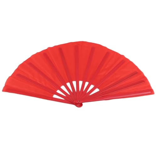 FäCher Großer Kunststoffknochen Martial Arts Performance Eleganter Handfaltbarer Bühnenventilator Opernzauberrequisiten Sommer Coole Fans FüR Geburtstagsgeschenke(Red) von ZYAGH