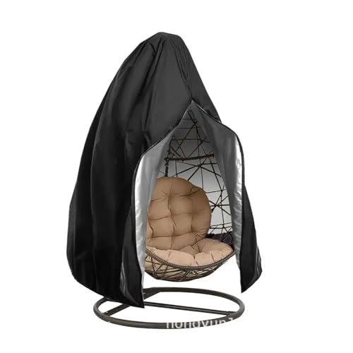 HäNgesessel Abdeckung Hängesessel-Abdeckung mit UV-Sonnenschutz, for Gartenschaukel, Eierstuhl, wasserdicht, Rattan-Sitzmöbel-Abdeckung FüR HäNgesessel(Black-B,230x200cm) von ZYAGH