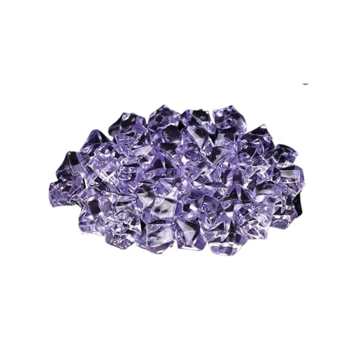 ZYAGH Aquarium Dekorationssteine 50 Stück Konfetti Hochzeit Ornament Kopfsteinpflaster Aquarium Landschaft Bunte Kunststeine ​​Kristall Eiswürfel Vasenfüller Kieselsteine FüR Aquarien(Purple) von ZYAGH
