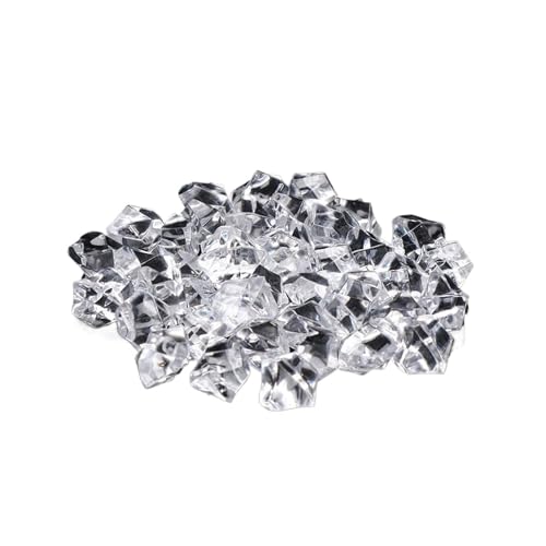 ZYAGH Aquarium Dekorationssteine 50 Stück Konfetti Hochzeit Ornament Kopfsteinpflaster Aquarium Landschaft Bunte Kunststeine ​​Kristall Eiswürfel Vasenfüller Kieselsteine FüR Aquarien(Transparent) von ZYAGH