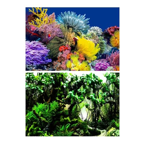 ZYAGH Aquarium Hintergrund Aquarium Dekoration Hintergrund Malerei Fisch Tank Landschaft Ozean Marine Pflanzen Fur Aquarium(Color3,50x80cm) von ZYAGH