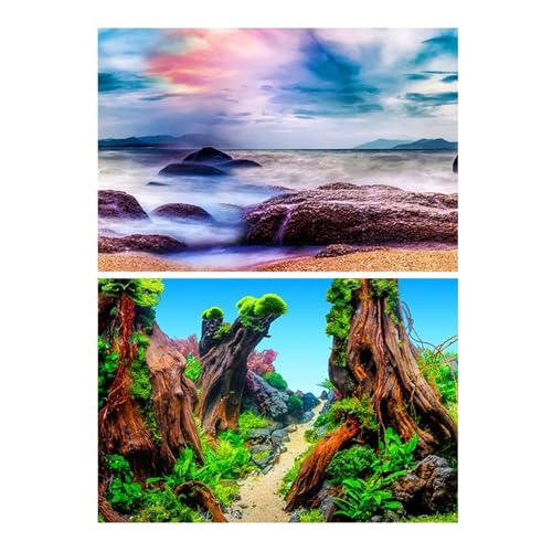 ZYAGH Aquarium Hintergrund Aquarium Dekoration Hintergrund Malerei Fisch Tank Landschaft Ozean Marine Pflanzen Fur Aquarium(Color6,50x80cm) von ZYAGH