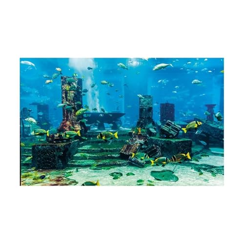 ZYAGH Aquarium Hintergrund Fisch Tank Hintergrund Aufkleber Unterwasser Landschaft Tapete Aquarium Dekorationen PVC Fur Aquarium(BLUE1,50x100cm) von ZYAGH