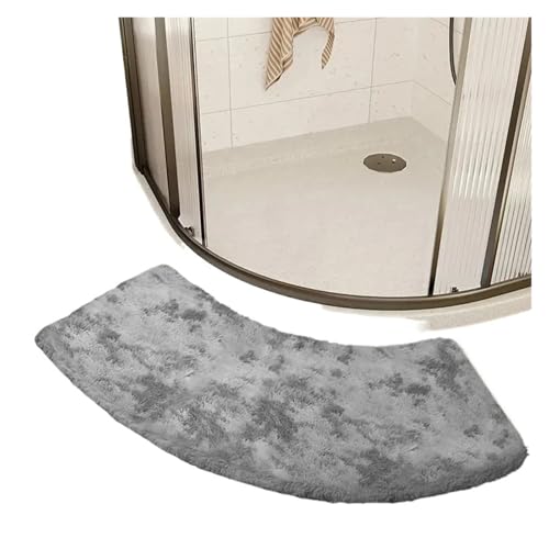 ZYAGH Gebogene Duschmatte Gewölbte Duschraumtür saugfähige Fußmatte fächerförmiges Badezimmer rutschfeste Toilette FüR Eckdusche(Grey,40x100cm) von ZYAGH