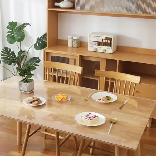ZYAGH Tischdecke Abwaschbar PVC Transparent Tablecloth with A Thickness, Heat-Resistant, Waterproof, and Oil Resistant Dining Table Mat, 1pc Fur Transparent(60cmx220cm) von ZYAGH