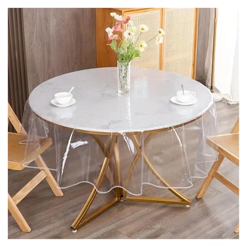 ZYAGH Tischdecke Abwaschbar Transparent Round Plastic Tablecloth Protective Waterproof Tablecloth Fur Transparent(200cm-78.7inch) von ZYAGH