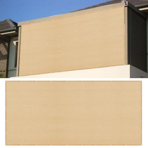 Sonnensegel Balkon 345 x 480 cm Rechteckig Atmungsaktiv 98% UV Schutz Schattiernetz inkl Befestigungsseile für Garten Terrasse Camping Outdoor, Sandgelb von ZYANBIN