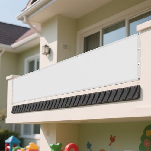 Sonnensegel Rechteckig Wasserdicht 8 x 9 m Rechteckig Wasserdicht Sonnenschutz Windschutz Segeltuch mit Spannseilen mit Ösen für Balkon Terrasse Garten Outdoor, Weiß von ZYANBIN
