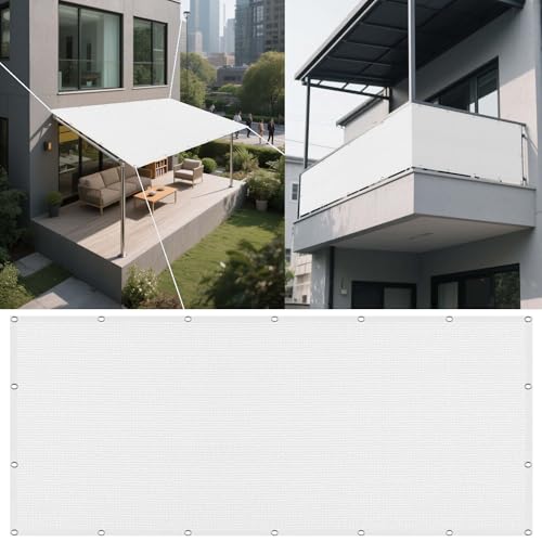 Sonnensegel Sonnenschutz 200 x 310 cm Rechteckig Atmungsaktiv 98% UV Schutz Markisenstoff Rechtwinklig Vielen Größen mit Spannseilen für Garten Balkon & Terrasse, Weiß von ZYANBIN