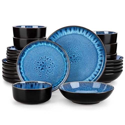 ZYAYNG Keramik-Geschirrset 24-teiliges Tafelservice aus Keramik mit reaktiver Glasur, mit 6 Speisetellern/Dessert-/Schüsseln/Pastaschalen FüR Geschirr ZYAYNG Keramik-Geschirrset 24-teiliges Tafelservice aus Keramik mit reaktiver Glasur, mit 6 Speisetellern/Dessert-/Schüsseln/Pastaschalen FüR Geschirr von ZYAYNG