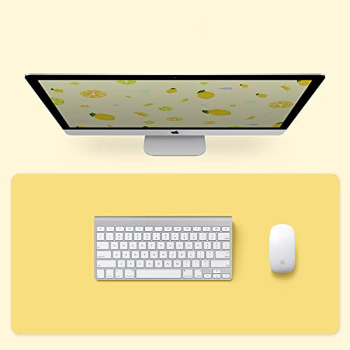 Pu-leder Schreibtischunterlage Mousepad,Wasserdicht Gaming Mauspad Tastatur-pad,Große Büro Schreibtischunterlage Schreibtischunterlage Beschützer Mouse Pad-Gelb 80x50cm(31.5x19.7 inch) von ZYBCQL