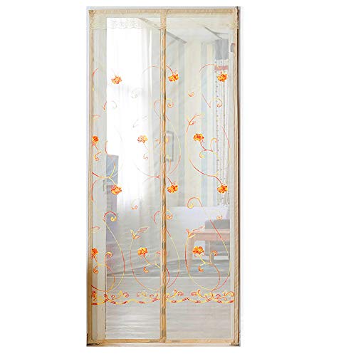 Verstärkt premium Magnet fliegengitter, Superknappe magnetische Langlebige polyester-netzgewebe Mücken fernzuhalten Stickerei Mesh-vorhang-Gelb 90x220cm(35x87in) von ZYBCQL
