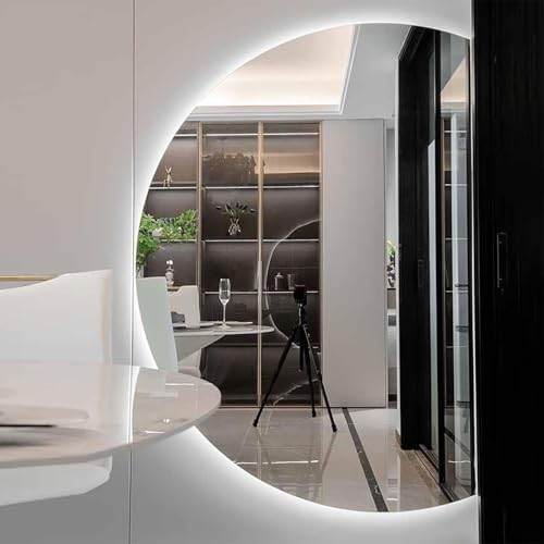 ZYBOWAYL 120x80cm Asymmetrischer Wandspiegel 3 Lichtfarben Dimmbar Badezimmerspiegel, 130x90cm Energiesparend LED Badspiegel mit Touch-Schalter(Right Cut,130x90cm/51x35in) von ZYBOWAYL