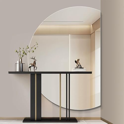 ZYBOWAYL 130cm Rahmenlos Halbrund Wandspiegel, Modern Badezimmerspiegel, 110cm HD 3 Lichtfarbe Dimmbar Badspiegel, Dekorative Spiegel Beschlagfrei(Right Cut,110x70cm/43x28in) von ZYBOWAYL