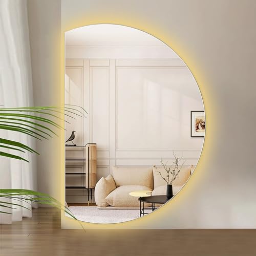 ZYBOWAYL 3 Lichtfarben Beleuchteter Badspiegel mit Touch Schalter 110×70cm, LED Intelligent Badezimmerspiegel 90×60cm Beschlagfrei Schminkspiegel(Left Cut,110x70cm/43x28in) von ZYBOWAYL