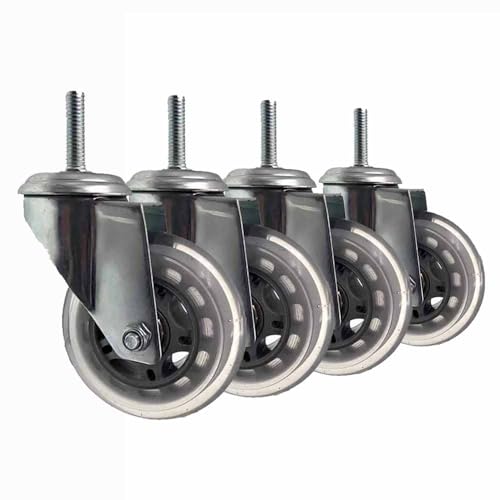 ZYBOWAYL 75mm Rollen mit M8/10/12 Gewinde, Leise Lenkrollen Gummiräder 360° Drehbar Möbelrollen 4er Set Schwerlastrollen Traglast 130kg/287Lbs für Möbel Werkbank (Size : M8) von ZYBOWAYL