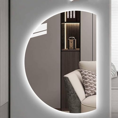ZYBOWAYL 90×60cm Badezimmerspiegel mit Beleuchtung LED 3 einstellbare Lichtfarbe 110×70cm Wandspiegel Beschlagfrei mit Touchschalter Explosionsgeschütztes Glas(Right Cut,130x90cm/51x35in) von ZYBOWAYL