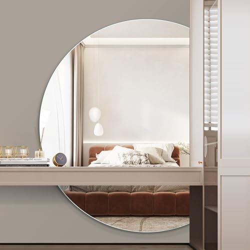 ZYBOWAYL Beschlagfrei HD Badspiegel mit Beleuchtung, Halbrunder LED 3 Lichtfarben Badezimmerspiegel, Rahmenloser Wandspiegel mit Touch-Schalter(Right Cut,100x70cm/39x28in) von ZYBOWAYL