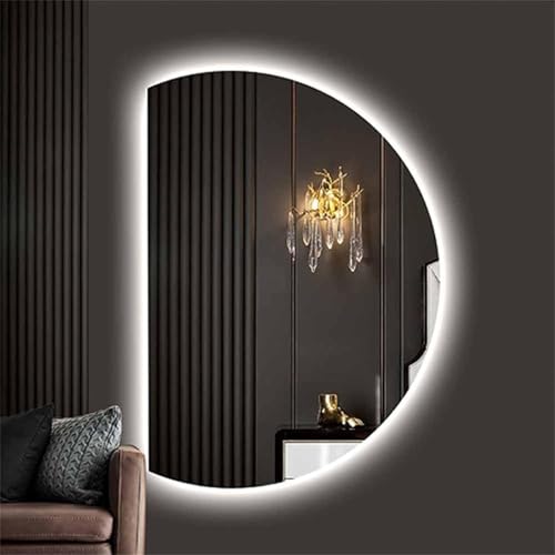ZYBOWAYL Modern Dimmbar Badspiegel mit Beleuchtung, 3 Lichtfarben Intelligent Schminkspiegel mit Touch-Schalter, Rahmenloser Antibeschlag Wandspiegel(Left Cut,110x70cm/43x28) von ZYBOWAYL