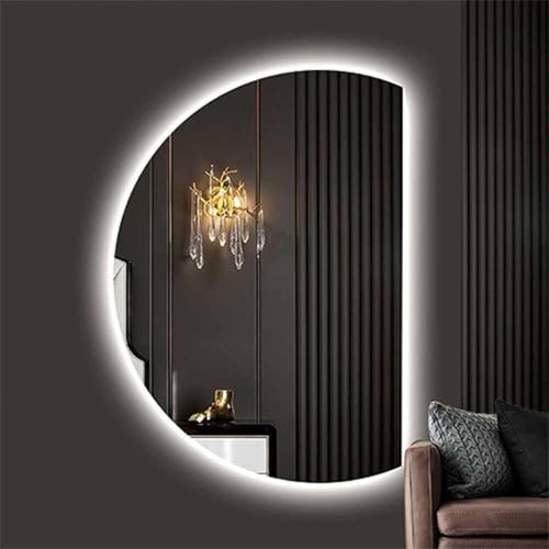 ZYBOWAYL Modern Dimmbar Badspiegel mit Beleuchtung, 3 Lichtfarben Intelligent Schminkspiegel mit Touch-Schalter, Rahmenloser Antibeschlag Wandspiegel(Right Cut,110x70cm/43x28) von ZYBOWAYL