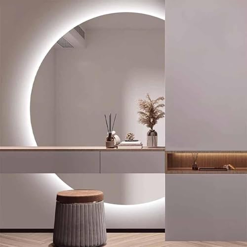 ZYBOWAYL Modern Rahmenloser Intelligent Badspiegel Vertikal Montage, Antibeschlag Dekospiegel mit Beleuchtung Dimmbar, Asymmetrisch LED Spiegel(Right Cut,110x70cm/43x28in) von ZYBOWAYL