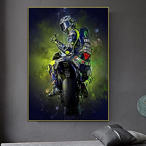 ZYBQLUUAI Leinwand Wandkunst Malerei 50x70cm Ungerahmt Valentino Rossi's Motorrad Poster Wandkunst Bild Druck für Wohnzimmer Wanddekoration Wohnkultur von ZYBQLUUAI